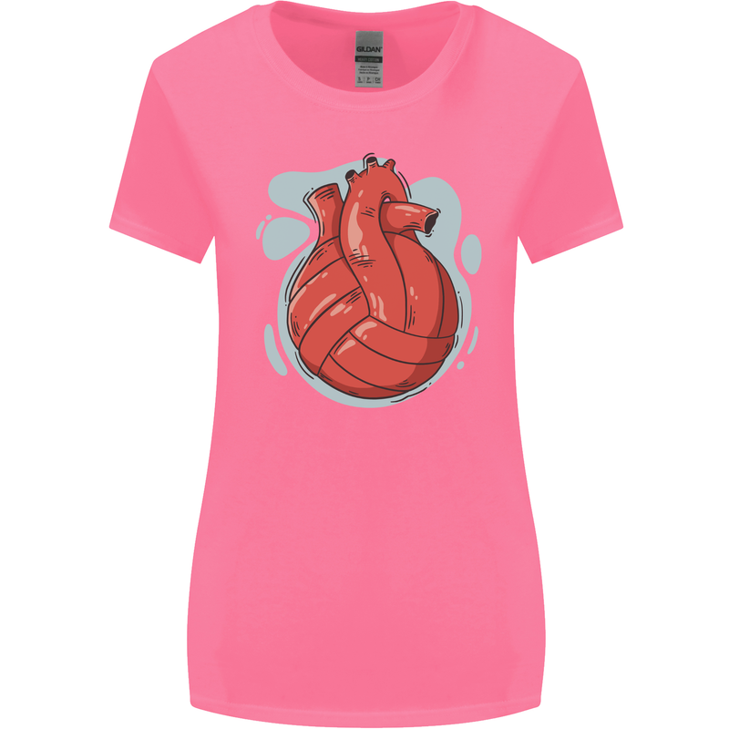 Volleyball Shaped Like a Heart Womens Wider Cut T-Shirt Azalea