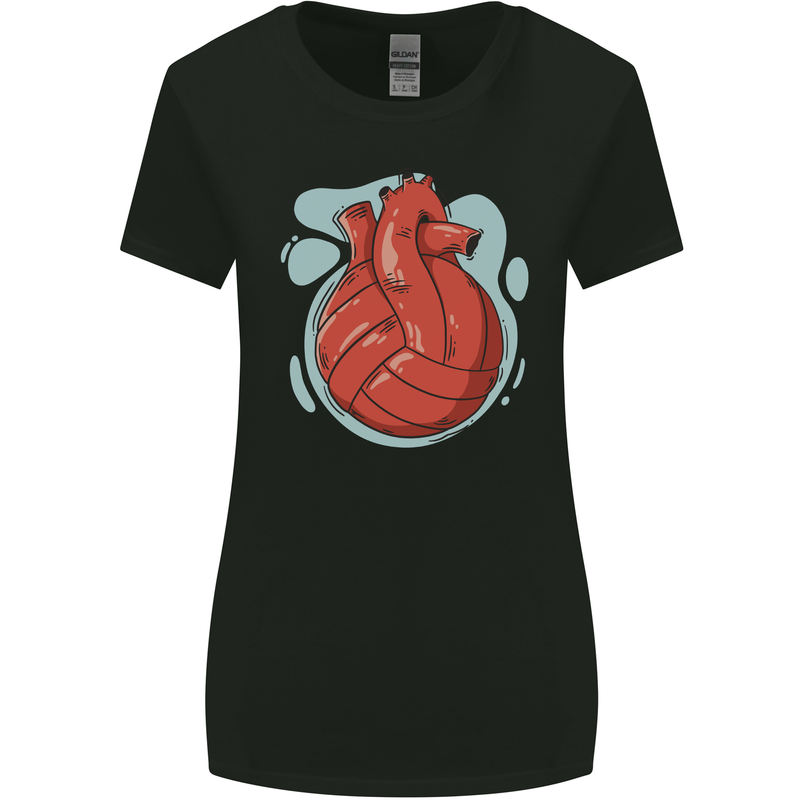Volleyball Shaped Like a Heart Womens Wider Cut T-Shirt Black