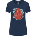 Volleyball Shaped Like a Heart Womens Wider Cut T-Shirt Navy Blue