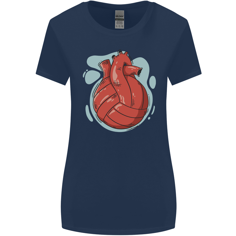 Volleyball Shaped Like a Heart Womens Wider Cut T-Shirt Navy Blue