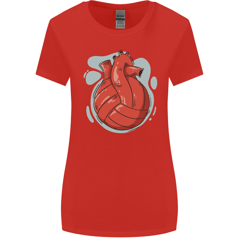 Volleyball Shaped Like a Heart Womens Wider Cut T-Shirt Red
