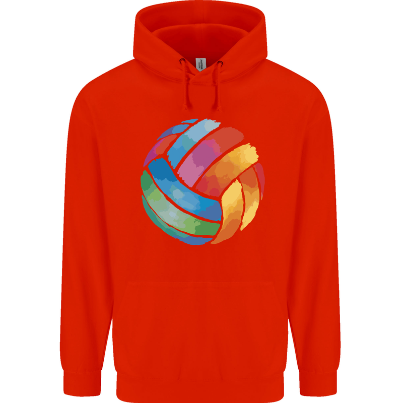 Volleyball Watercolour Mens 80% Cotton Hoodie Bright Red