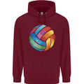 Volleyball Watercolour Mens 80% Cotton Hoodie Maroon