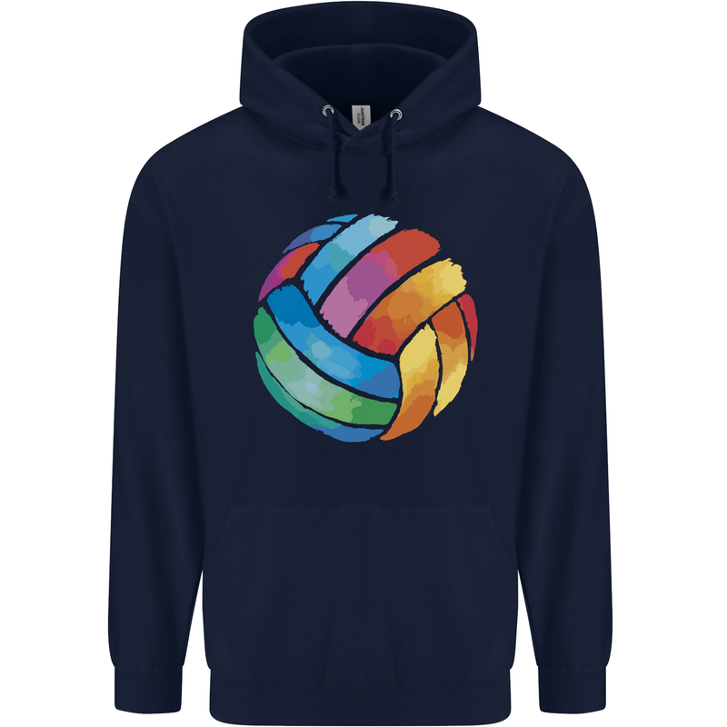 Volleyball Watercolour Mens 80% Cotton Hoodie Navy Blue