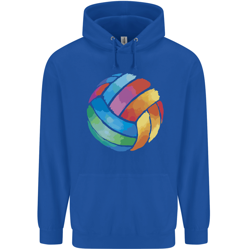 Volleyball Watercolour Mens 80% Cotton Hoodie Royal Blue