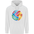 Volleyball Watercolour Mens 80% Cotton Hoodie White