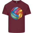 Volleyball Watercolour Mens Cotton T-Shirt Tee Top Maroon