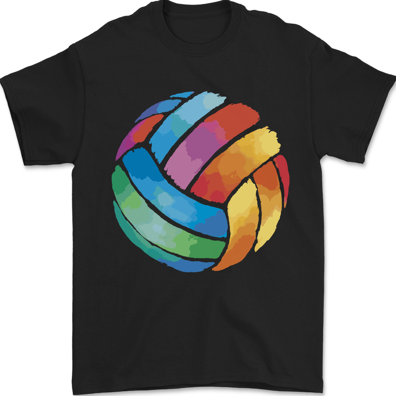 Volleyball Watercolour Mens T-Shirt 100% Cotton Black