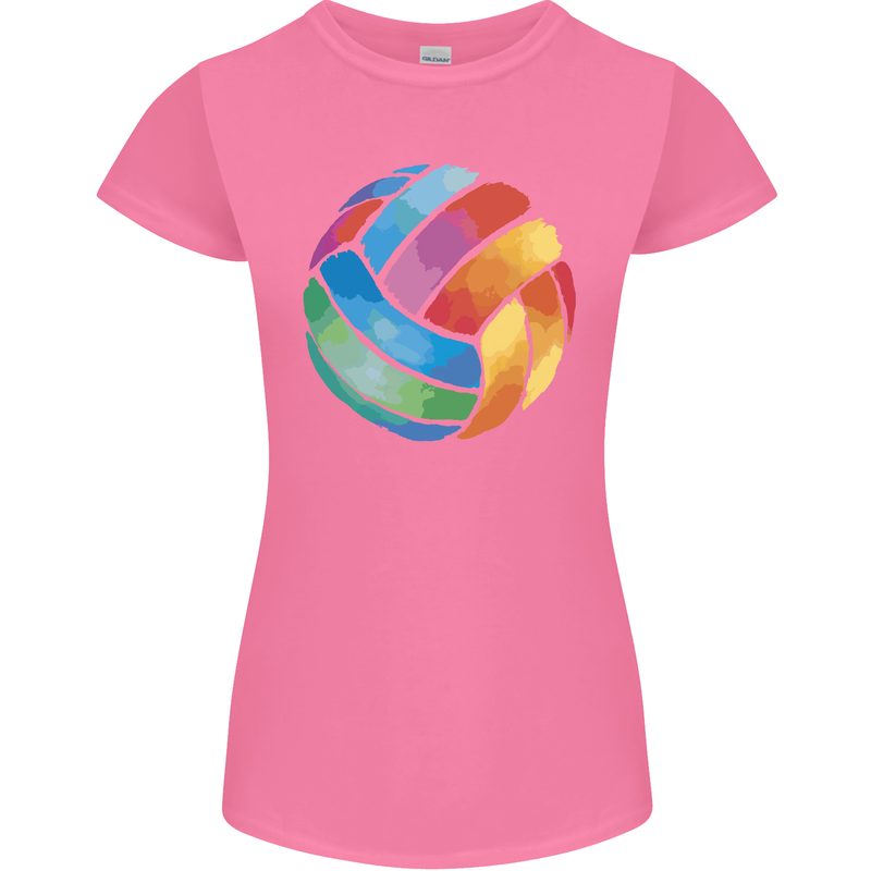 Volleyball Watercolour Womens Petite Cut T-Shirt Azalea