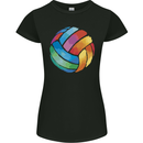 Volleyball Watercolour Womens Petite Cut T-Shirt Black