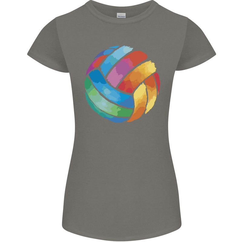 Volleyball Watercolour Womens Petite Cut T-Shirt Charcoal