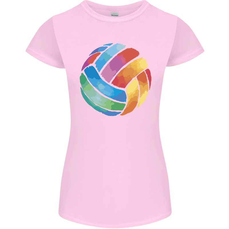 Volleyball Watercolour Womens Petite Cut T-Shirt Light Pink