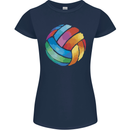 Volleyball Watercolour Womens Petite Cut T-Shirt Navy Blue
