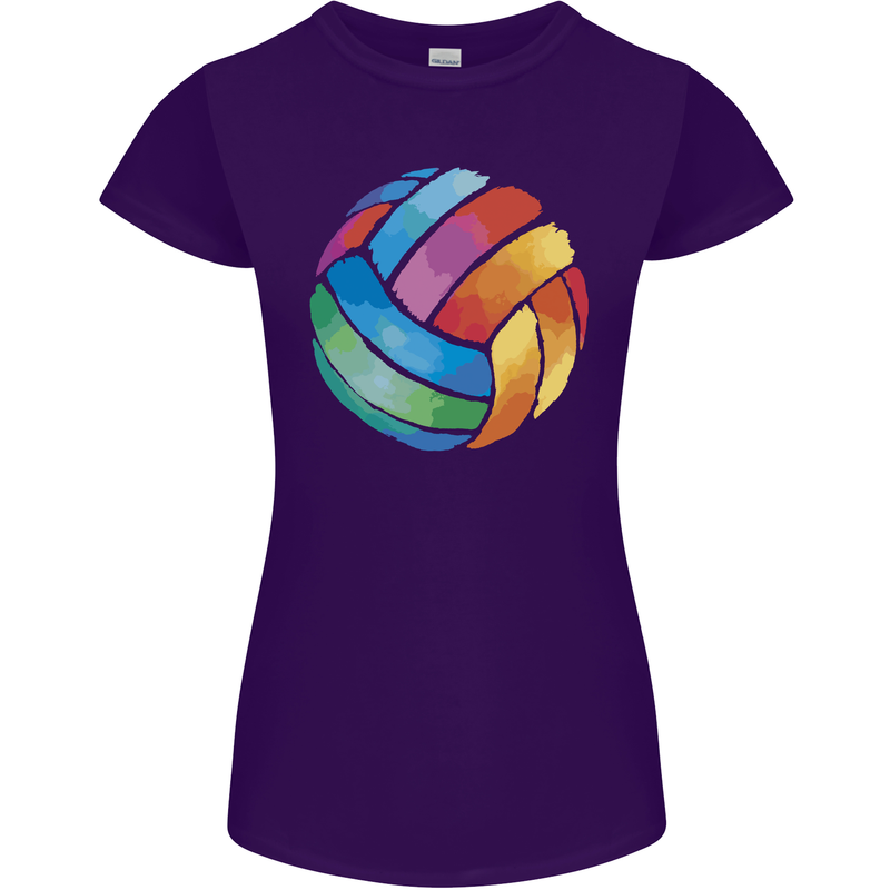 Volleyball Watercolour Womens Petite Cut T-Shirt Purple