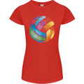 Volleyball Watercolour Womens Petite Cut T-Shirt Red