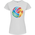 Volleyball Watercolour Womens Petite Cut T-Shirt White