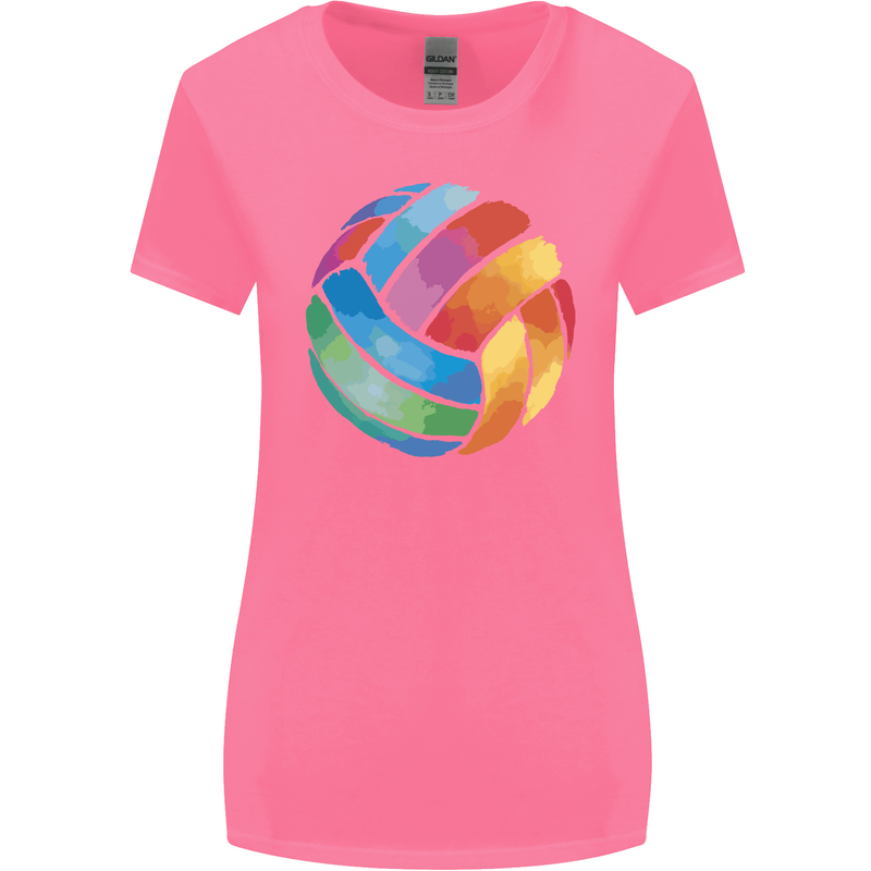 Volleyball Watercolour Womens Wider Cut T-Shirt Azalea