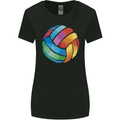 Volleyball Watercolour Womens Wider Cut T-Shirt Black