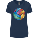 Volleyball Watercolour Womens Wider Cut T-Shirt Navy Blue