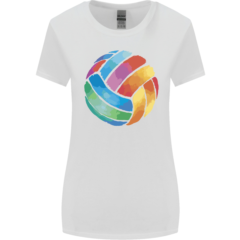 Volleyball Watercolour Womens Wider Cut T-Shirt White