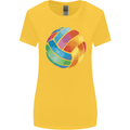 Volleyball Watercolour Womens Wider Cut T-Shirt Yellow