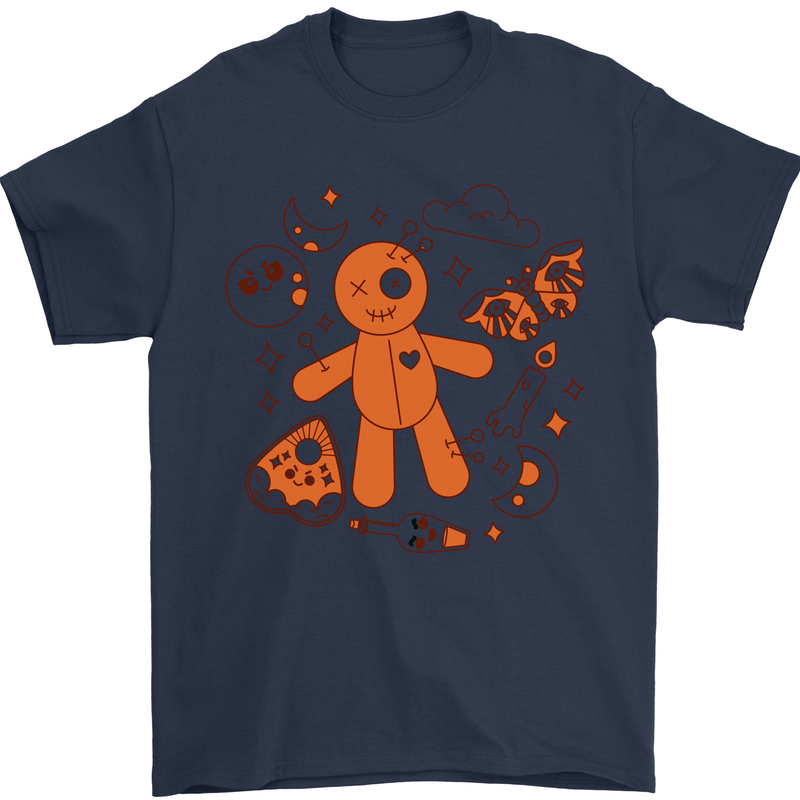 Voodoo Doll Elements Black Magic Mens T-Shirt 100% Cotton Navy Blue