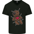 Voodoo Doll Heart Evil Spirits Dark Magic Halloween Mens V-Neck Cotton T-Shirt Black