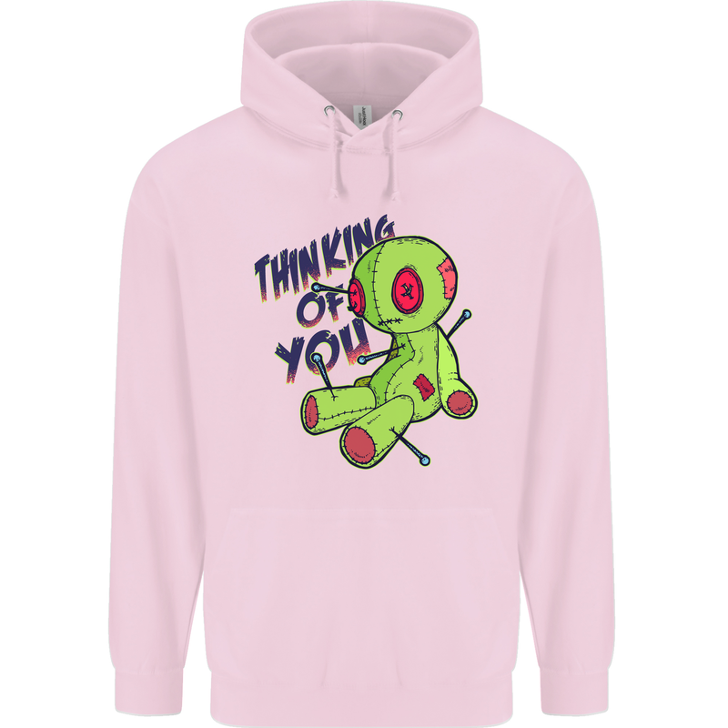 Voodoo Doll Thinking of You Halloween Black Magic Childrens Kids Hoodie Light Pink