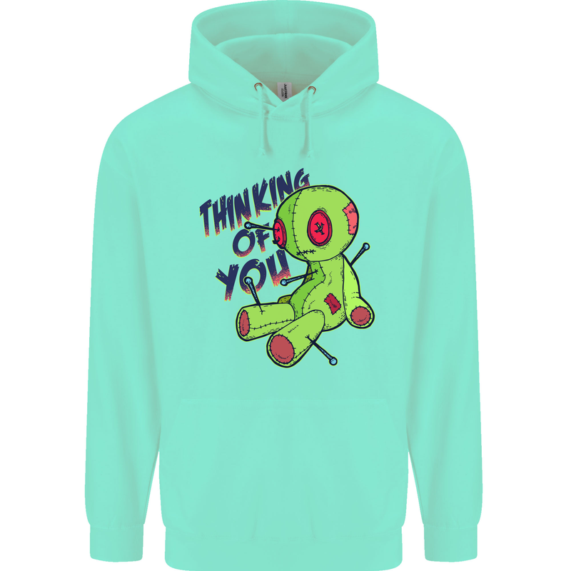 Voodoo Doll Thinking of You Halloween Black Magic Childrens Kids Hoodie Peppermint