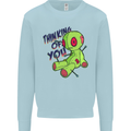 Voodoo Doll Thinking of You Halloween Black Magic Kids Sweatshirt Jumper Light Blue