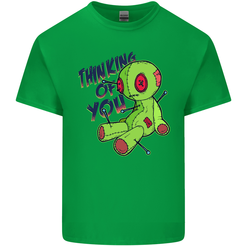 Voodoo Doll Thinking of You Halloween Black Magic Kids T-Shirt Childrens Irish Green