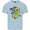 Voodoo Doll Thinking of You Halloween Black Magic Kids T-Shirt Childrens Light Blue