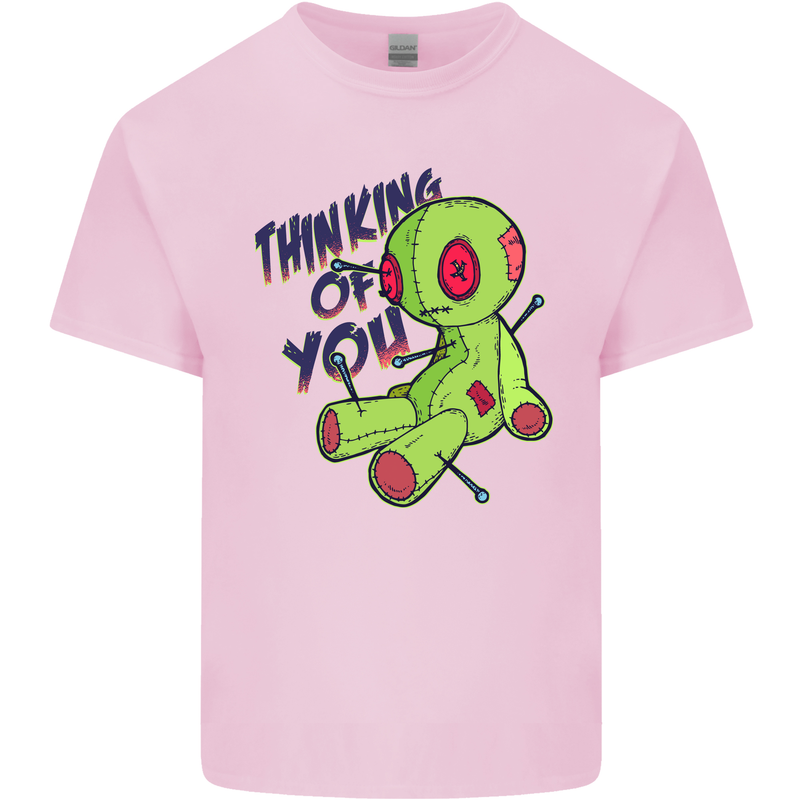 Voodoo Doll Thinking of You Halloween Black Magic Kids T-Shirt Childrens Light Pink