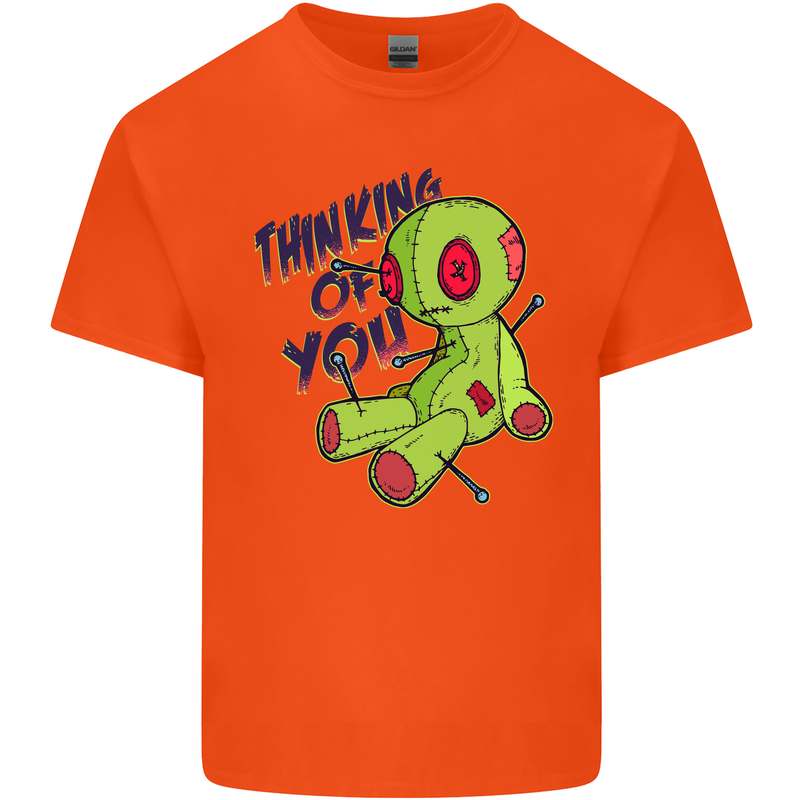 Voodoo Doll Thinking of You Halloween Black Magic Kids T-Shirt Childrens Orange