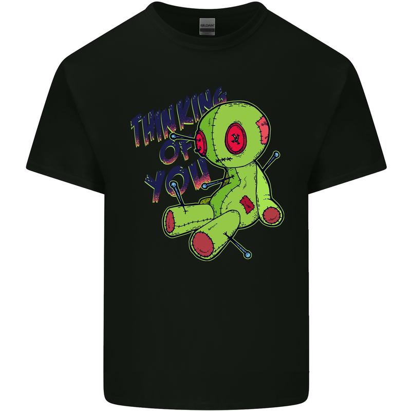Voodoo Doll Thinking of You Halloween Black Magic Mens Cotton T-Shirt Tee Top Black