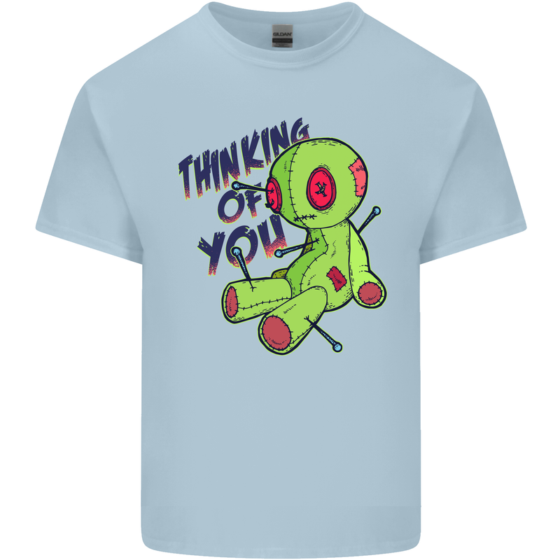 Voodoo Doll Thinking of You Halloween Black Magic Mens Cotton T-Shirt Tee Top Light Blue