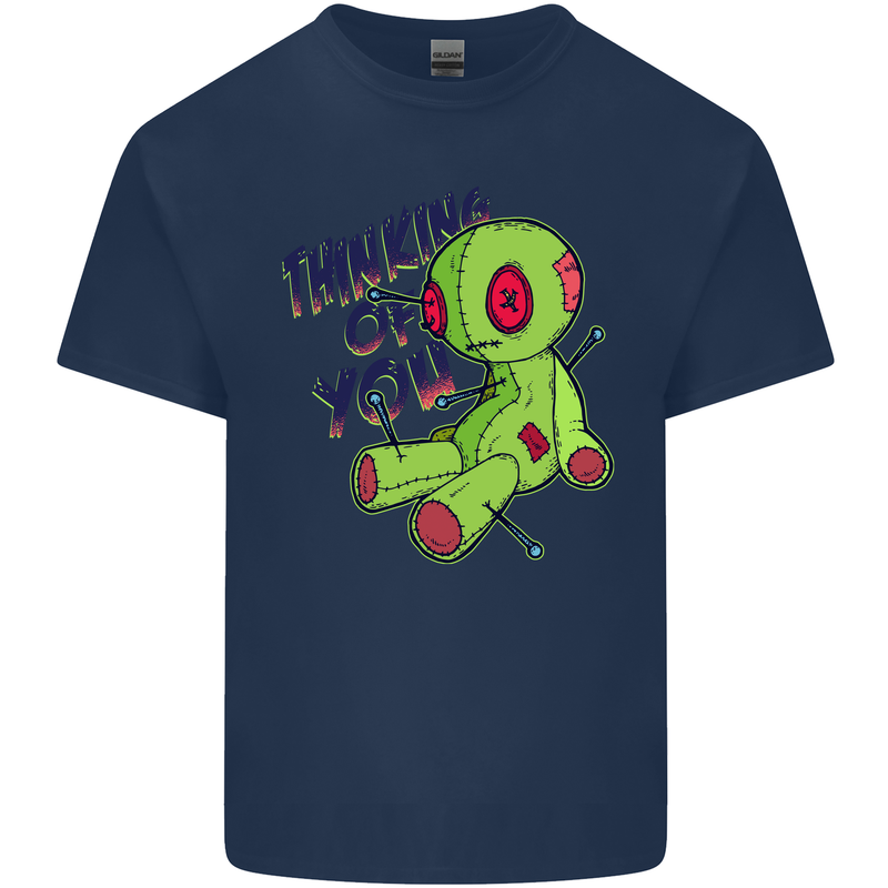Voodoo Doll Thinking of You Halloween Black Magic Mens Cotton T-Shirt Tee Top Navy Blue