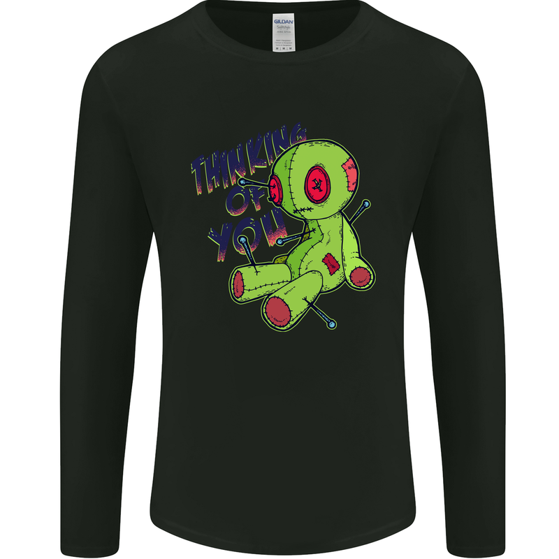 Voodoo Doll Thinking of You Halloween Black Magic Mens Long Sleeve T-Shirt Black