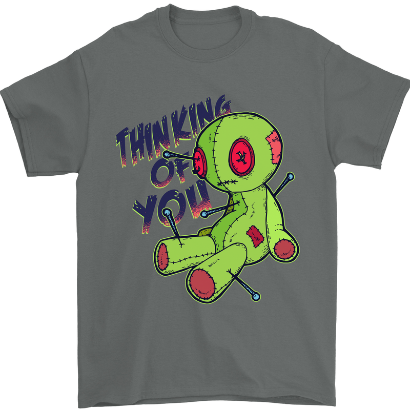 Voodoo Doll Thinking of You Halloween Black Magic Mens T-Shirt 100% Cotton Charcoal