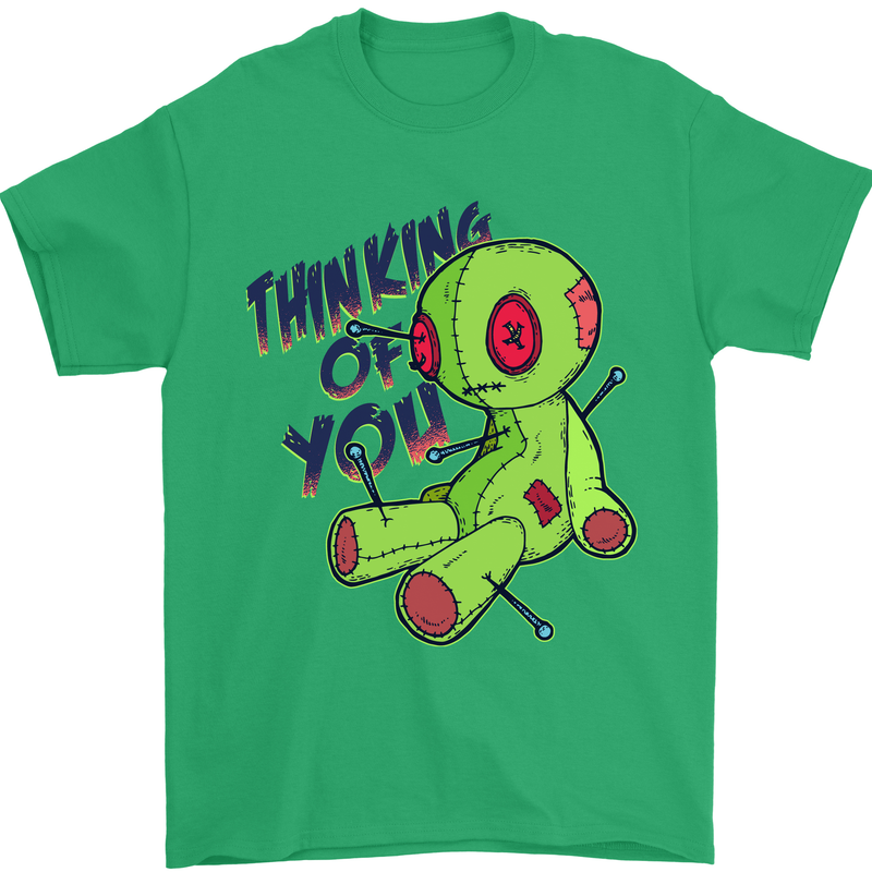 Voodoo Doll Thinking of You Halloween Black Magic Mens T-Shirt 100% Cotton Irish Green