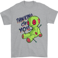 Voodoo Doll Thinking of You Halloween Black Magic Mens T-Shirt 100% Cotton Sports Grey