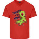 Voodoo Doll Thinking of You Halloween Black Magic Mens V-Neck Cotton T-Shirt Red