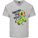 Voodoo Doll Thinking of You Halloween Black Magic Mens V-Neck Cotton T-Shirt Sports Grey