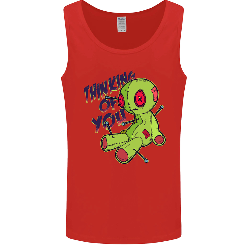 Voodoo Doll Thinking of You Halloween Black Magic Mens Vest Tank Top Red