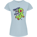 Voodoo Doll Thinking of You Halloween Black Magic Womens Petite Cut T-Shirt Light Blue