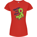 Voodoo Doll Thinking of You Halloween Black Magic Womens Petite Cut T-Shirt Red