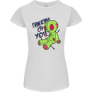 Voodoo Doll Thinking of You Halloween Black Magic Womens Petite Cut T-Shirt White