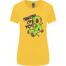 Voodoo Doll Thinking of You Halloween Black Magic Womens Wider Cut T-Shirt Yellow