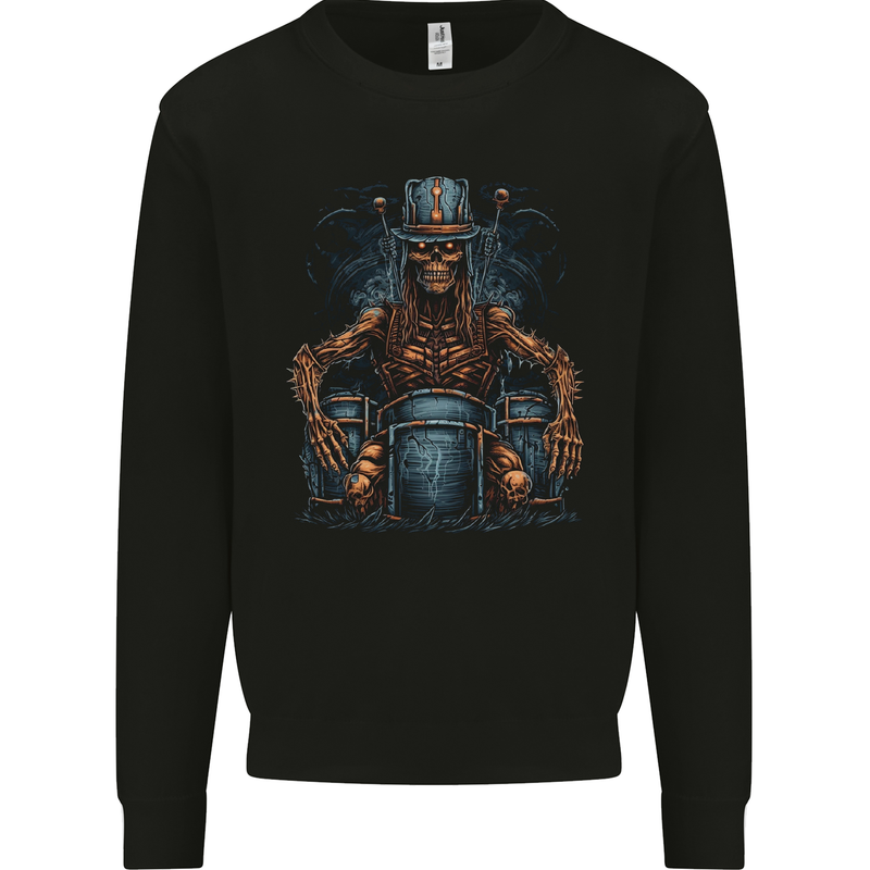 Voodoo Drummer Skull  Drumming Heavy Metal Mens Sweatshirt Jumper Black