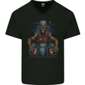 Voodoo Drummer Skull  Drumming Heavy Metal Mens V-Neck Cotton T-Shirt Black
